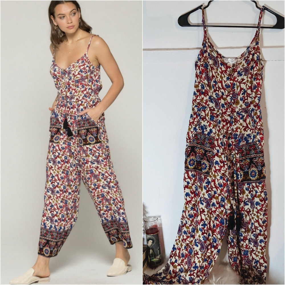 Paisley Floral Boho Jumpsuit XS - Band of Gypsies